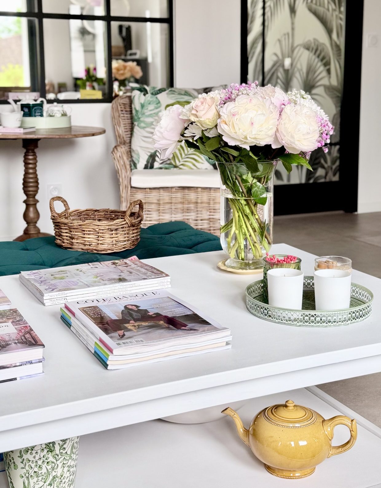 table basse blanche style campagne chic