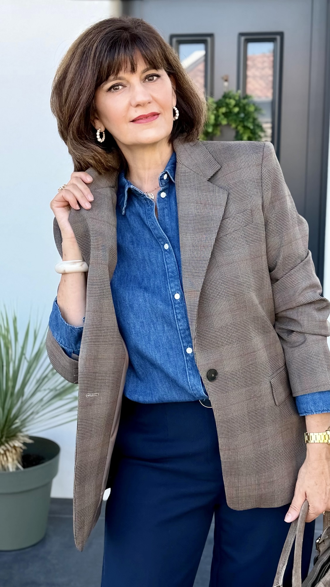 look chemise en jean et blazer femme