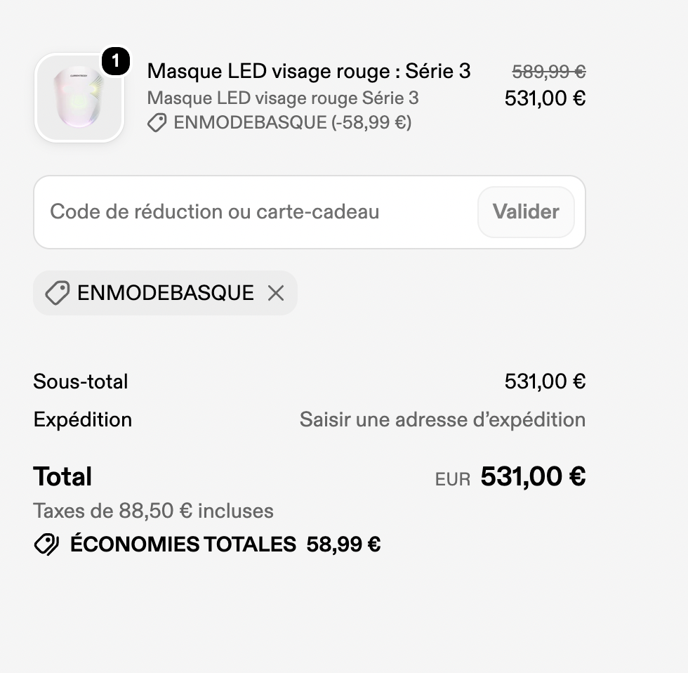 code promo masque led